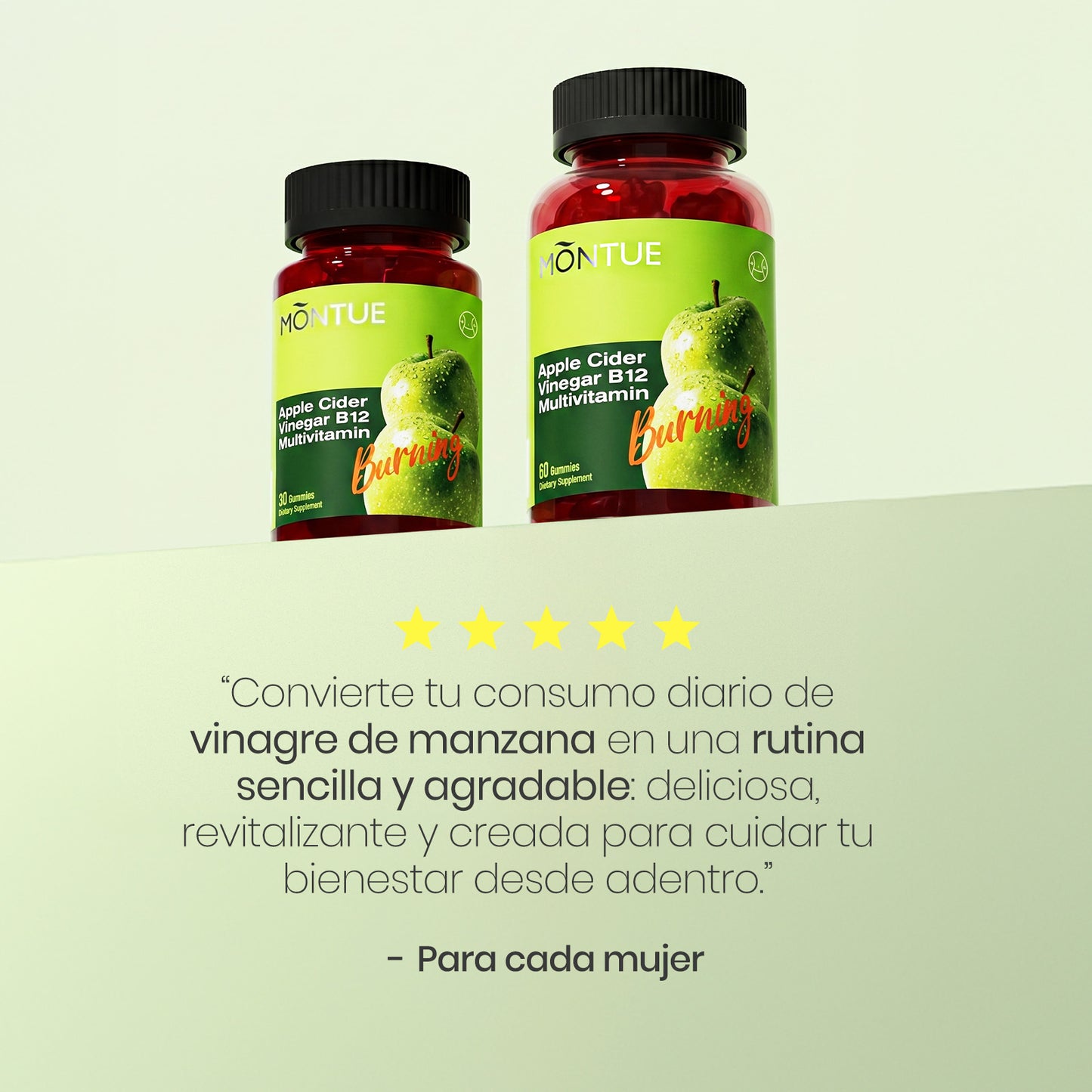 Montue Gomitas de Vinagre de Manzana ACV con Vitamina B12 y Probióticos – Apoyo para el Bienestar Digestivo, Metabolismo y Rutina Diaria, Sabor Delicioso