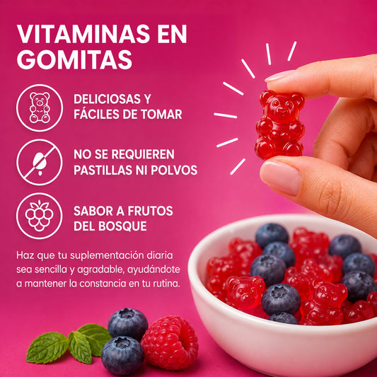 Montue Ositos Gomitas de Apoyo para Mujeres Top 8 Extractos de Hierbas Incluyendo Fenogreco Sauzgatillo e agripalma Vitaminas Esenciales Sabor a Frutos Rojos 60 Gomitas