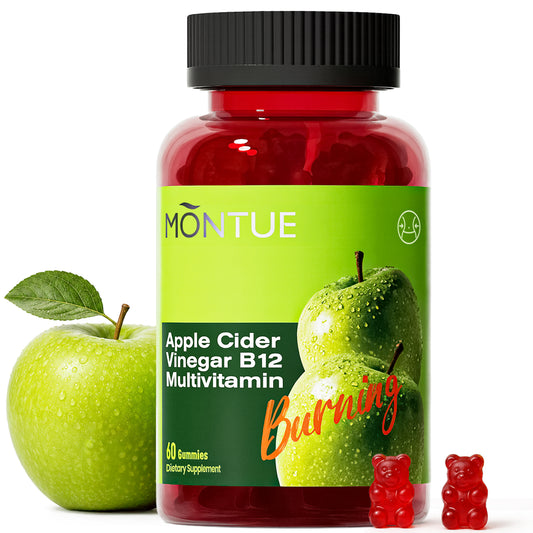 Montue Gomitas de Vinagre de Manzana ACV con Vitamina B12 y Probióticos – Apoyo para el Bienestar Digestivo, Metabolismo y Rutina Diaria, Sabor Delicioso