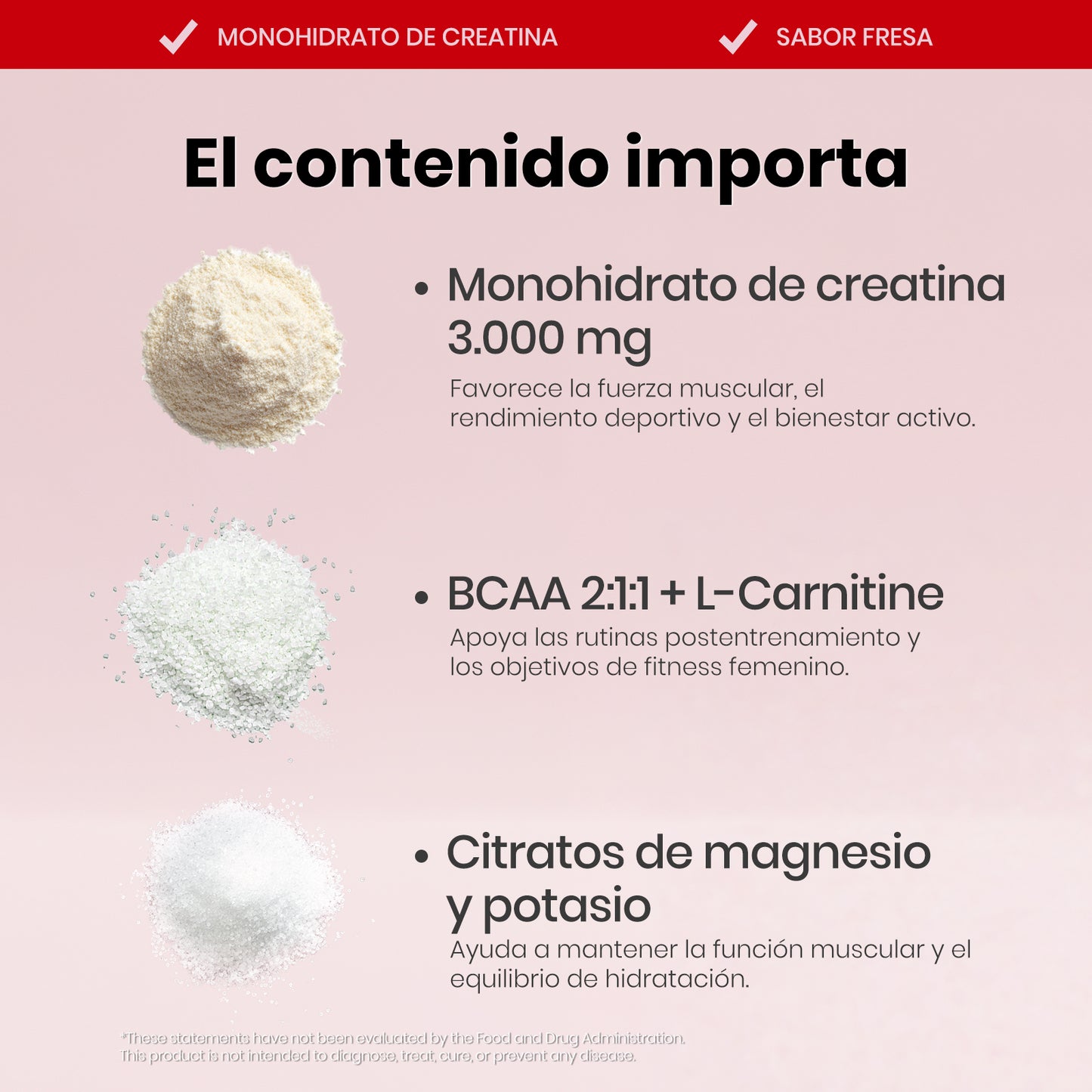 MONTUE Gomitas de Creatina para Mujeres – 3000 mg por Porción con BCAA y L-Carnitina, Fórmula Triple Acción para Fuerza Muscular, Recuperación y Energía, Sabor Fresa