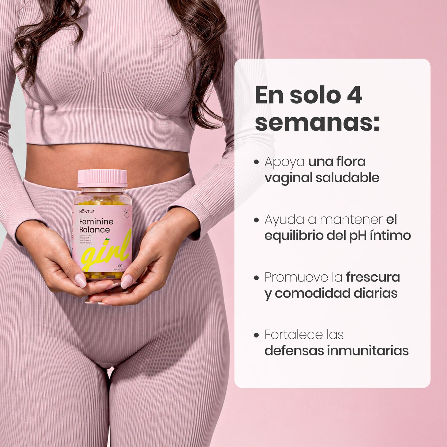 Montue Feminine Balance – Gomitas Veganas con Probióticos para el Bienestar Femenino Diario