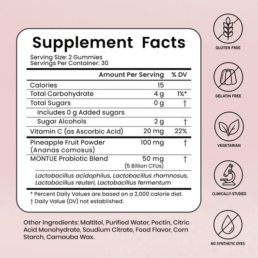 Montue Feminine Balance – Gomitas Veganas con Probióticos para el Bienestar Femenino Diario