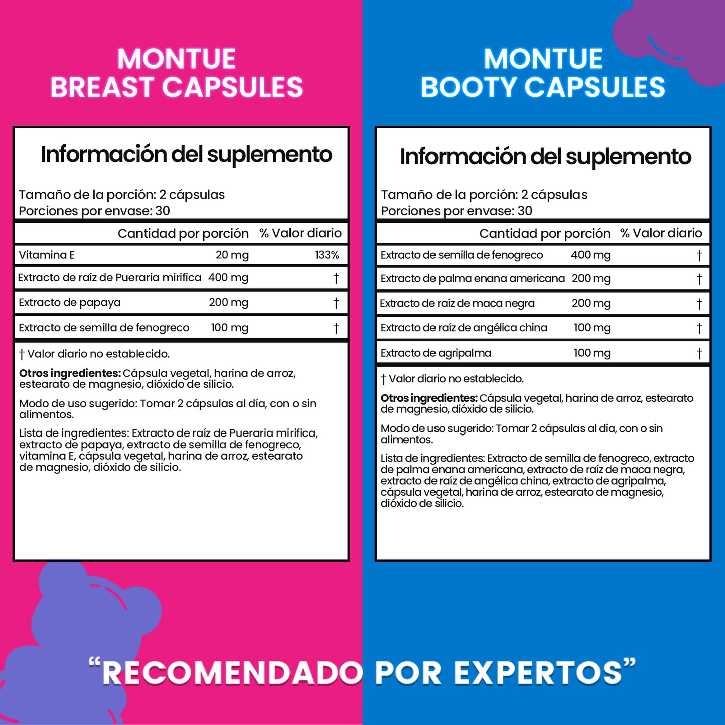 Montue Cápsulas de Bienestar Femenino – Fórmula Herbal con Maca, Fenogreco e Hinojo, 16 Extractos Botánicos y Vitaminas Esenciales