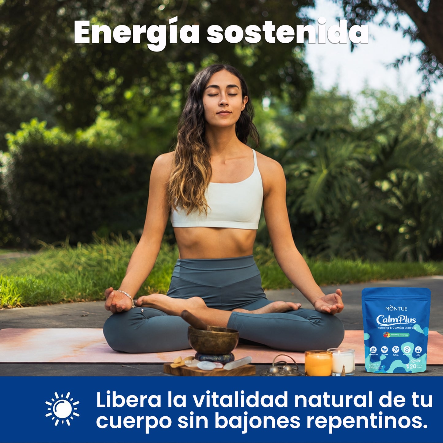 Montue Polvo Calmante para el Estrés con Magnesio Glicinato, Ashwagandha, L-Teanina y Vitamina D3 – Apoyo para el Equilibrio del Cortisol, Relajación y Sueño, Sin Azúcar